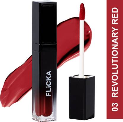 Flicka Set and Attack Liquid Matte Lipstick For Women, 03 Revolutionary Red, 7ml