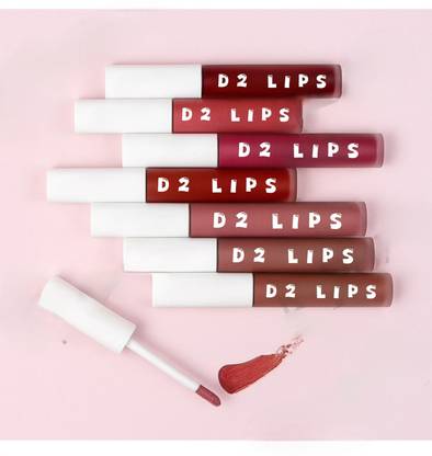 D2 LIPS Liquid Lipstick Set – 8 Mini Lip Colors | Smudge-Proof | Matte Texture