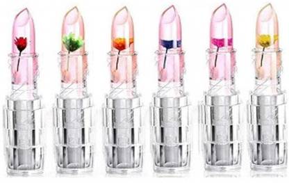 Crazy girl Color Changing Matte Waterproof Flower Jelly Crystal Glossy Lipstick Set Of 6