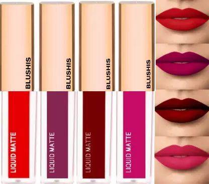 BLUSHIS Super Stay Sensational Waterproof Matte Liquid Lipsticks Combo Pack of 4 pc