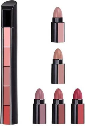 ROODILES 5 in 1 Lipstick Set – Long Lasting Matte Shades | Compact Multi Shade Lipstick
