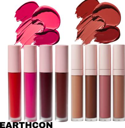 Earthcon 8 Liquid Lipsticks – Balanced Reds and Nudes Combo