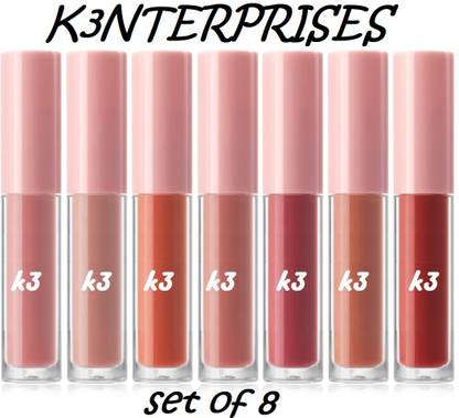 K3NTERPRISES Ultra Matte Liquid Lip Color- Waterproof Long Lasting Lipstick for Indian 8 Pc