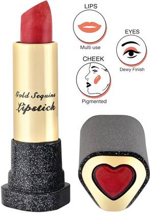 Latixmat New Golden Dust Diamond Shine Multi Purpose Metallic Red Lipstick