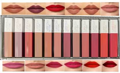 BLUSHIS Transferproof & Long Lasting Waterproof Matte Liquid Lipsticks Combo Of 12 pc