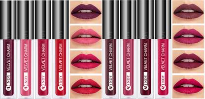NOY Liquid Lipstick Set Of 8 Wine,Peach,Pink,Red,Wine,Purple,Maroon Magenta Shades