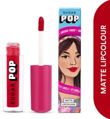 SUGAR POP Matte Lipcolour 01 Chilli - Super Matte | Lasts 8+ hours | Non-Drying
