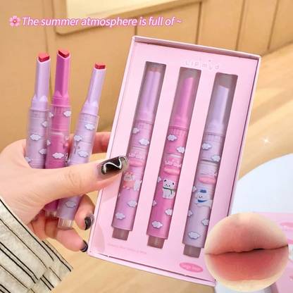DAIMANPU GEGE BEAR Matte Lipstick Set- Long-Lasting, Click & Pop, Korean Cryaon Lipstick