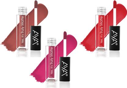 AYA Yes It's Truly Matte Lipstick,Set of 3, 10 to 12, 2.5 ml*3 |