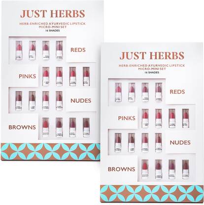 Just Herbs Ayurvedic Lipstick Micro-Mini Kit - 16 Shades Pack Of 2