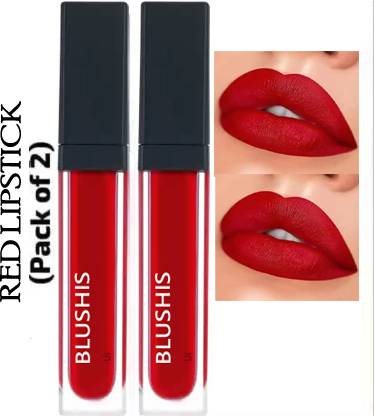 BLUSHIS HD Beauty Non Transfer Liquid Waterproof Matte Lipstick Pack of 2 Shade Red