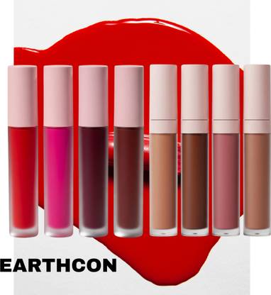 Earthcon 4 Nude & 4 Red Lipsticks – Total 8-Pack Set