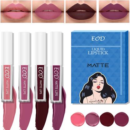 EOD Matte Muse Lipstick Captivating Coral Color Light Nude,Mauve,Dark Maroon,Wine