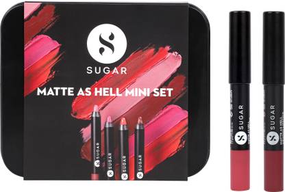 SUGAR Cosmetics Matte As Hell Mini Lipstick Set|Bold & Silky Matte Finish, Lasts Up to 12 hours