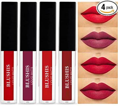BLUSHIS Multicolours Matte Liquid Lipsticks Combo Pack of 4