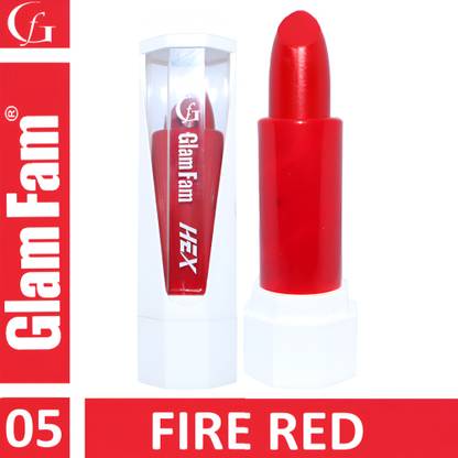 Glam Fam Hex Lipstick in shade of Fire Red ,Matte , Long Lasting With Smudge Proof