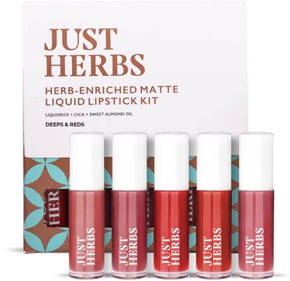 Just Herbs Enriched Liquid Lipstick Kit Set Of 5 Deeps & Reds