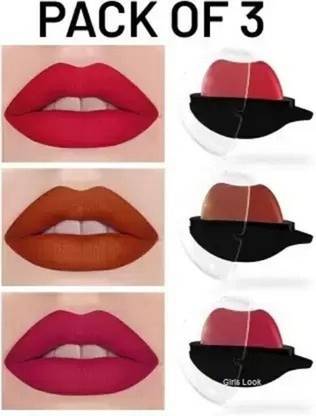 Girls Look Apple/Lip Design Moisturizing Matte Cream Lipstick 3pc.