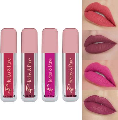 Herbs and Pure Smudge Proof, Full Coverage, Hydrating Liquid Matte Lipstick, Pack of 4