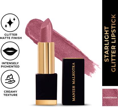 MyGlamm Manish Malhotra Starlight Glitter Lipstick - Starstruck |Creamy Pigmented