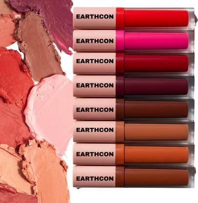 Earthcon Elegant Lip Combo – 4 Red, 4 Nude (Total 8)