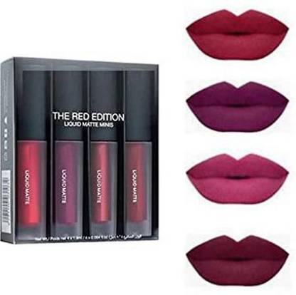 Dyegim Beauty Sensational Liquid Matte Lipsticks 4 Piece (The Red Edition, 16 ml)
