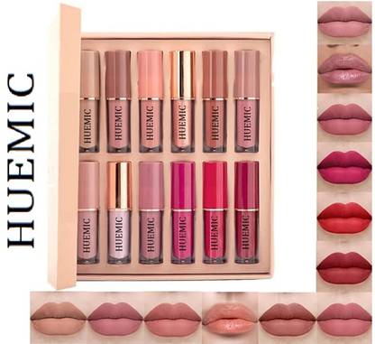 huemic MY 12 Pcs Velvet Liquid Matte Lipstick Waterproof,Combo Pack Lipsticks
