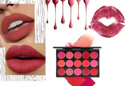HUZURLU 15 Colors Creamy Matte Lipstick Palette Multicolor Lip Stain