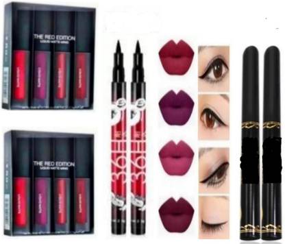Naaritva PREMIUM RED EDITION LIPSTICK COMBO WITH WATERPROOF EYELINER AND KAJAL COMBO