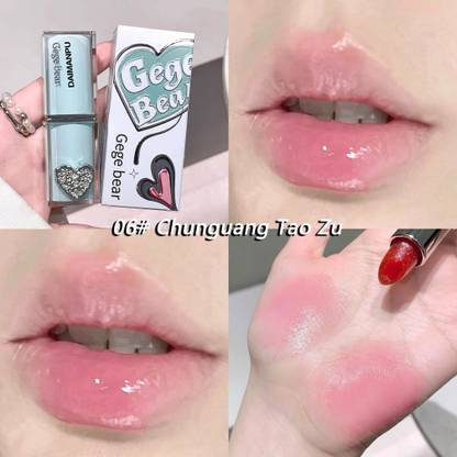 DAIMANPU Gege Bear Matte Crayon Lipstick - Hydrating Heart Stamped Glossy Lip
