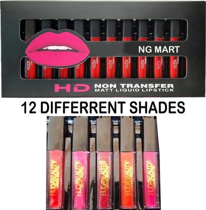 NG MART HB MATTE LIQUID LIPSTICKSFOR GLOSY BEAUTIFUL LIPS (MULTICOLOUR) PACK OF 60g x 5