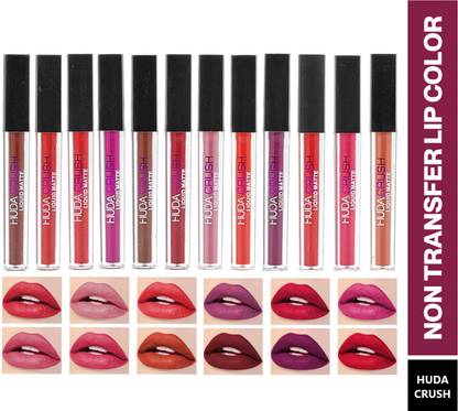 HUDA CRUSH Swiss Edition Set of 12 Beauty Liquid Lipstick Matte Finish Lipsticks Combo Pack