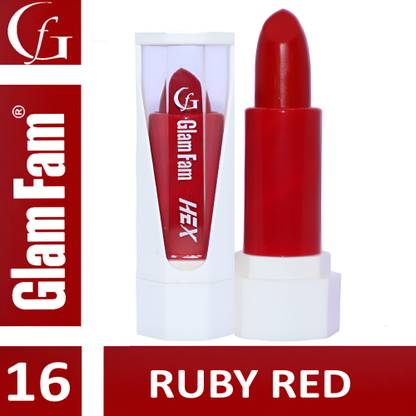 Glam Fam Hex Lipstick in shade of Ruby Red ,Matte , Long Lasting With Smudge Proof