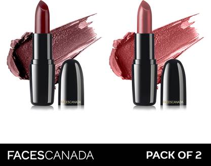 FACES CANADA Weightless Creme Finish Lipstick | Long Lasting Rich Color | Pack of 2