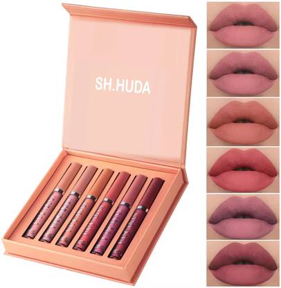 Sh.Huda andaiyan 12Pc Red & Nude Edition Liquid Matte Lip Gloss Lipstick Combo Set 12 pc