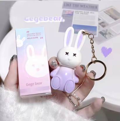HANASUI gege bear Rabbit Keychain Jelly Lip Glaze – 2-in-1 Moisturizing lipstick