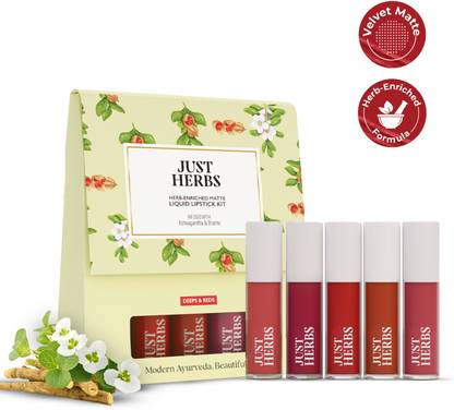 Just Herbs Enriched Liquid Lipstick Kit Set Of 5 Deeps & Reds