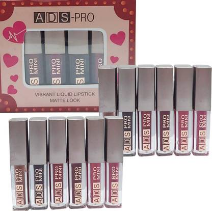 ads Pro Matte Look Vibrant Liquid Lipstick Set-B Pack Of 12