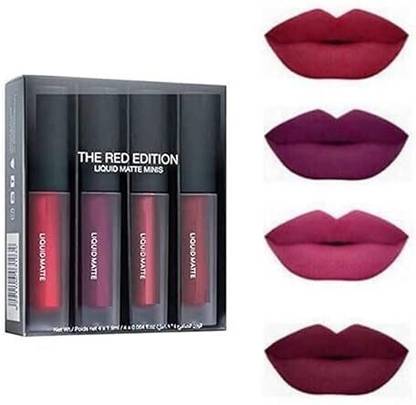 hadleyu Multicolours Matte Liquid Lipsticks Combo Pack of 4 (Multicolour, 12ml)