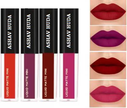 Ashav Huda Beauty Sensational Liquid Matte Mini Lipstick Set of 4 (The Swiss Red Edition)