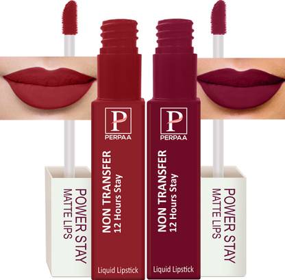 Perpaa Power Stay Liquid Matte Lipstick - Waterproof combo of 2 (Upto12 Hrs Stay)