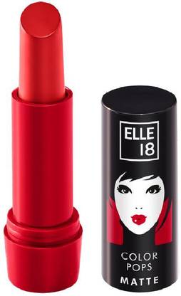 ELLE 18 Color Pops Matte Lipstick, Crazy Red, Moisturising, Infused with Jojoba Oil