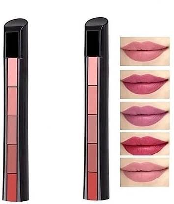 ROODILES 5 in 1 Lipstick Set – Long Lasting Matte Shades | Multi Shade Lipstick Set of 2
