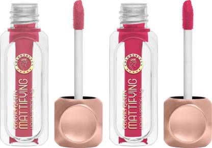COLORS QUEEN Mattifying Long Lasting Non Transfer Liquid Matte Lipstick Combo Pack of 2