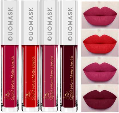 DUOMASK Beauty SuperStay WaterProof Sensational Liquid Matte Red Lipstick Set of 4
