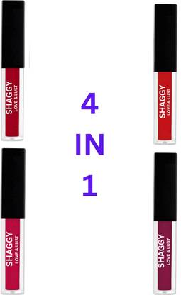 SHAGGY WaterProof Sensational Liquid Matte Red Lipstick Set of 4 ( 30ml)156