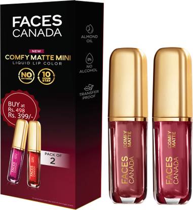FACES CANADA Comfy Matte Mini Liquid Lipstick Combo I 2.4 ml
