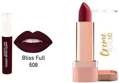 sivika M Liquid Lipstik Shade608 & BHCreme Red lipstick Shade 103