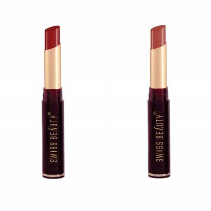 SWISS BEAUTY Non-Transfer Matte Lipstick (SB-209-09+03)CuteNude+Athena Pack of 2