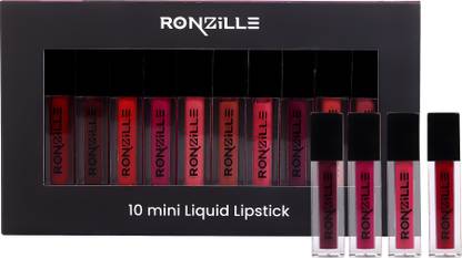 RONZILLE Mini Long Lasting Waterproof Non Transfer Liquid Matte Lipstick Set of 10